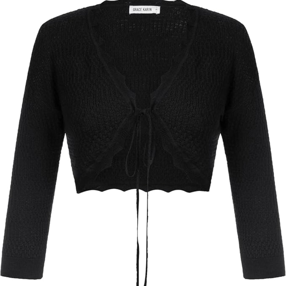 GRACE KARIN Women's 3/4 Sleeve Bolero Shrug Lightweight Open Front Cropped Cardi